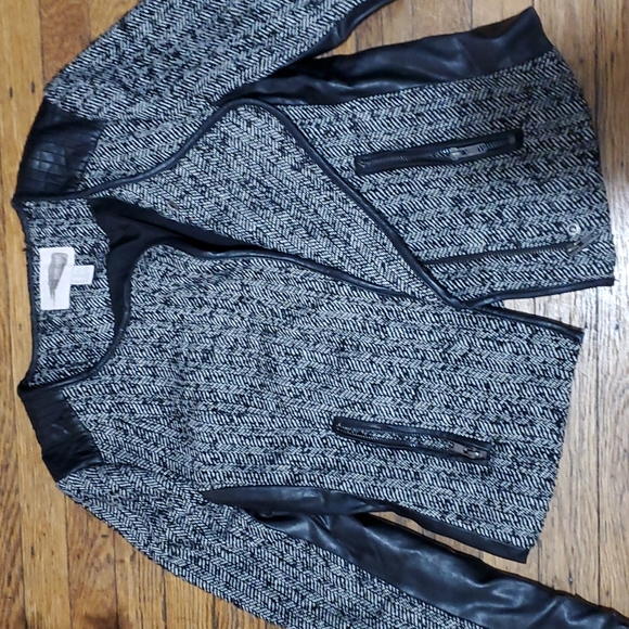 Forever 21 womens cropped twead/ faux leather jacket blazer, size XS - Picture 3 of 13